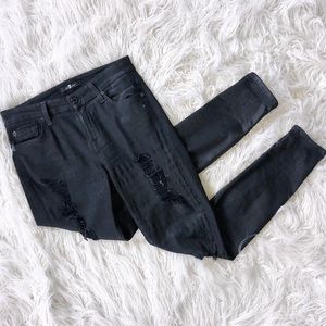 Coated Ripped Skinny Jeans